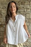 Elsie Pure Cotton Cap Sleeve Blouse White